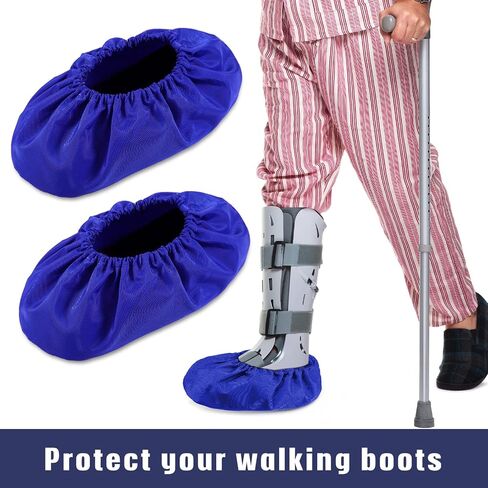 Geyoga 2 Pieces Walking Boot Cover Recovery Shoes Covers Non Skid Foot Brace Cover Reusable Boot Cover Waterproof Cast Rain Cover (Black,Small) in Saudi Arabia