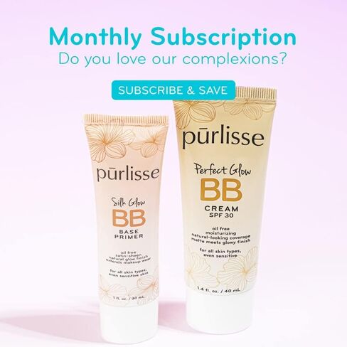 purlisse Silk Glow BB Base Primer: Cruelty-Free & Clean, Paraben & Sulfate-Free, Oil-Free, Illuminating Primer with Calming Chamomile|1oz in Saudi Arabia