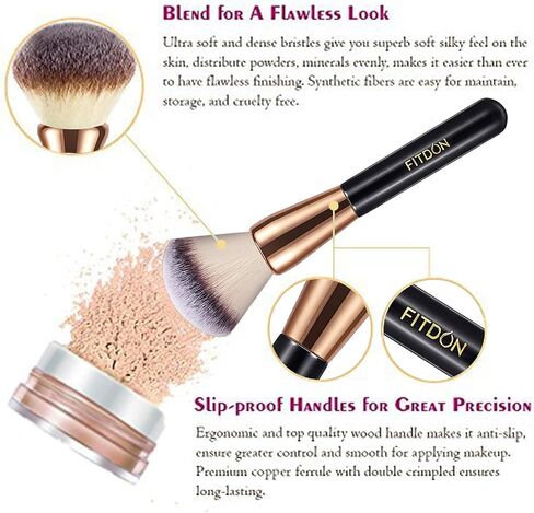 Powder Makeup Brush, FITDON Kabuki Brush for Face Large Coverage Mineral Powder Bronzer Foundation Blending Blush Buffing in Kuwait
