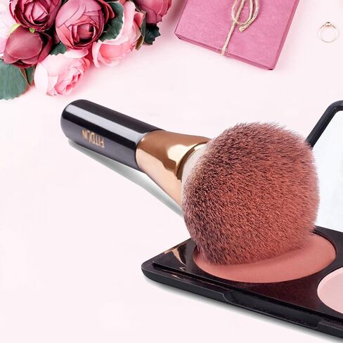 Powder Makeup Brush, FITDON Kabuki Brush for Face Large Coverage Mineral Powder Bronzer Foundation Blending Blush Buffing in Kuwait