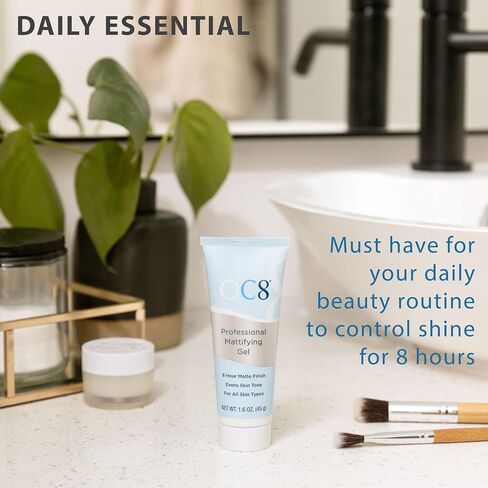 OC Eight Professional Professional Anti Shine Mattifying Gel: Oil Control Mattifier Formula for Face - Matte Finishing Gel Controls Oily Skin and Reduces Shine and Redness for Eight Hours - 1.6 Ounces in Saudi Arabia