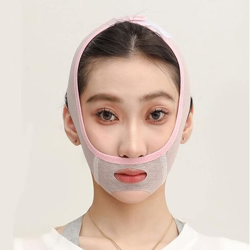 قناع النوم لنحت الوجه من SDMIHAN، قناع رفع خط على شكل حرف V قابل لإعادة الاستخدام، يقلل الذقن المزدوج، قناع وجه للتخسيس على شكل حرف V للوجه وخط الذقن (عبوة واحدة) in Kuwait