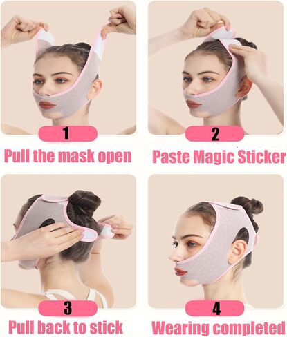 قناع النوم لنحت الوجه من SDMIHAN، قناع رفع خط على شكل حرف V قابل لإعادة الاستخدام، يقلل الذقن المزدوج، قناع وجه للتخسيس على شكل حرف V للوجه وخط الذقن (عبوة واحدة) in Kuwait