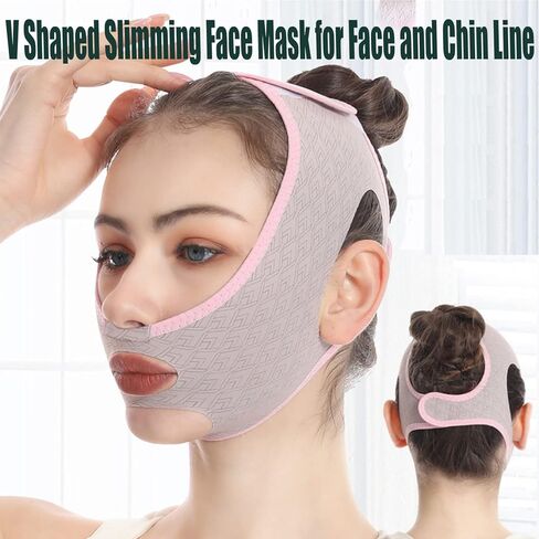 قناع النوم لنحت الوجه من SDMIHAN، قناع رفع خط على شكل حرف V قابل لإعادة الاستخدام، يقلل الذقن المزدوج، قناع وجه للتخسيس على شكل حرف V للوجه وخط الذقن (عبوة واحدة) in Kuwait