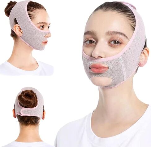 قناع النوم لنحت الوجه من SDMIHAN، قناع رفع خط على شكل حرف V قابل لإعادة الاستخدام، يقلل الذقن المزدوج، قناع وجه للتخسيس على شكل حرف V للوجه وخط الذقن (عبوة واحدة) in Kuwait