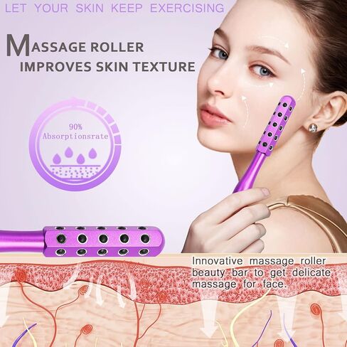 Aohcae Facial Roller Massager, Germanium Stone Uplifting Face Massager Roller, Beauty Roller for Face, Eye, Chin, Neck Skin Care Anti Aging Wrinkles Reduces (Purple) in Saudi Arabia