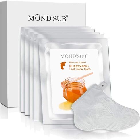 MOND'SUB 5 أزواج من أقنعة القدم المرطبة بالليمون والنعناع الطبيعية للبشرة الجافة مع فيتامين C الغني | قناع ترطيب بيبي فوت لتفتيح وتبييض البشرة in Kuwait