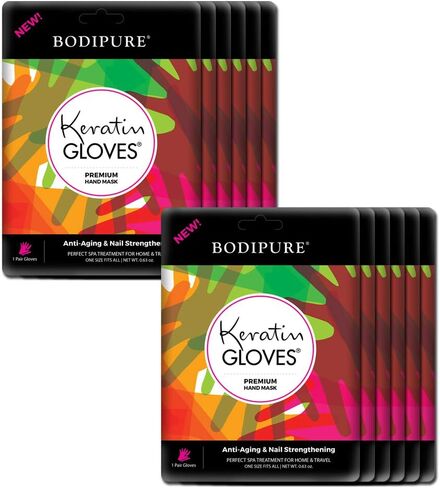 Bodipure Premium Hand Mask Keratin Gloves | Moisturizing Gloves for Dry Hands & Nail-Strengthening & Cuticle Softening | Spa Experience at Home | Chemical Free & For All Skin Types | 1 Pair in Kuwait