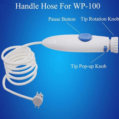 Oral Hygiene Accessories, Flosser Replacement Handle Standard Water Hose Plastic Handle with Water Flosser Replacement Jet Tip Compatible with Waterpik Oral Irrigator WP-100 WP-300 WP-660 WP-900 White in Kuwait