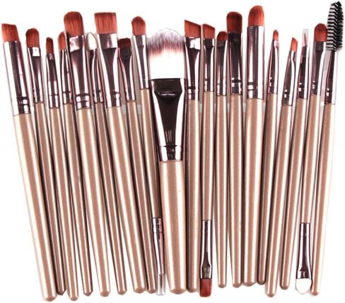 مجموعة KOLIGHT® مكونة من 20 قطعة من فرش مكياج مستحضرات التجميل وبودرة الأساس وكحل العيون وفرشاة الشفاه للإناث الجميلات (وردي + أسود) in Kuwait