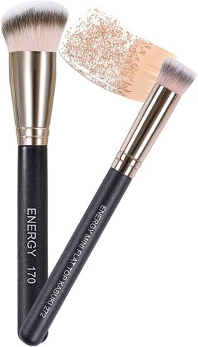 ENERGY Makeup Brush Set 4PCS Premium Synthetic Powder Foundation Blush Contour Bronzer Highlighter Makeup Brushes with Black PU Bag Professional Vegan Face Brushes in Saudi Arabia