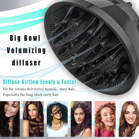 Universal Hair Diffuser, Collapsible Hair Diffuser Attachment for Curly Wavy Natural Hair, Adjustable Hair Dryer Diffuser Attachment, Suitable for Blow Dryer Nozzles from 1.6 inch to 3.1 inch in Saudi Arabia