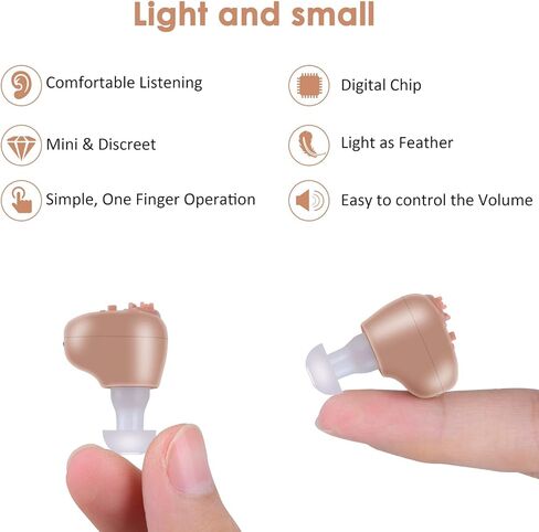 UDEER Hearing Amplifier Aid for Seniors and Adults Rechargeable with Noise Cancelling, Inner-Ear Hearing aid, Personal Hearing Enhancement Sound Devices, Suitable for Either Ear in Kuwait