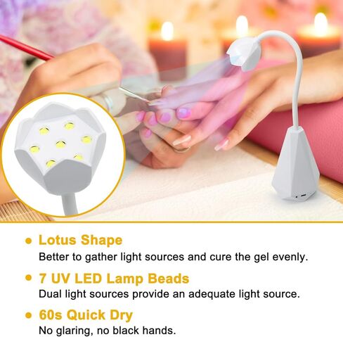 مصباح أظافر LED بالأشعة فوق البنفسجية من KEINE MARKE: ضوء الأشعة فوق البنفسجية للأظافر مع القفازات، 21 وات صغيرة معقوفة تدور 360 درجة بدون استخدام اليدين مجفف أظافر لطلاء الجل، مصباح معالجة الأظافر سريع الجفاف لصالون المنزل DIY مانيكير in Kuwait