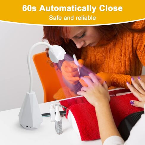 مصباح أظافر LED بالأشعة فوق البنفسجية من KEINE MARKE: ضوء الأشعة فوق البنفسجية للأظافر مع القفازات، 21 وات صغيرة معقوفة تدور 360 درجة بدون استخدام اليدين مجفف أظافر لطلاء الجل، مصباح معالجة الأظافر سريع الجفاف لصالون المنزل DIY مانيكير in Kuwait