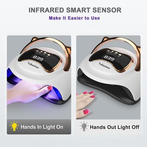 Tubasion UV Light للأظافر، أحدث 2023 مصباح LED للأشعة فوق البنفسجية سريع المعالجة بقدرة 120 وات مع 4 شاشة LCD مؤقتة، مستشعر تلقائي، مساحة كبيرة محمولة. ضوء أظافر احترافي لطلاء الأظافر الجل في صالون المنزل in Kuwait