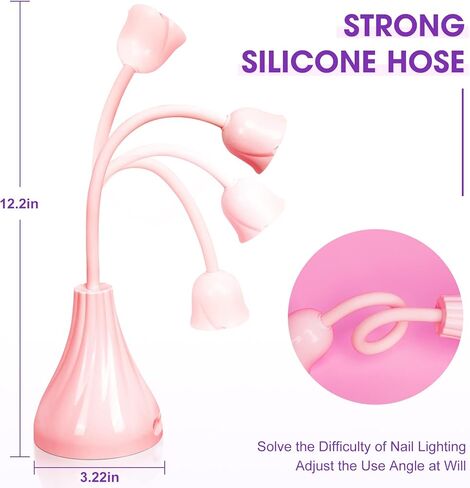 مصباح أظافر AORAEM LED 18 وات مجفف أظافر معقوفة سريع الجفاف علاج فلاش صغير ضوء الأظافر مصابيح محمولة لطلاء الجل لوتس 360 درجة تدوير الأظافر تمديد مصباح علاج جل للمنزل أدوات الرسم على الأظافر in Kuwait
