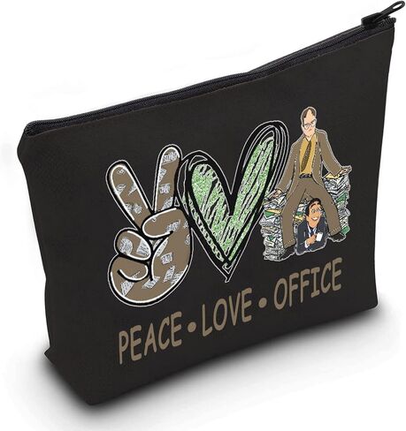 LEVLO Funny Dwight and Michael Cosmetic Bag TV Show Fans Gift Peace Love TV Show Makeup Zipper Pouch Bag TV Show Merchandisee(Peace Office) in Saudi Arabia