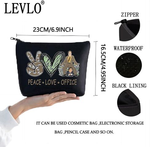 LEVLO Funny Dwight and Michael Cosmetic Bag TV Show Fans Gift Peace Love TV Show Makeup Zipper Pouch Bag TV Show Merchandisee(Peace Office) in Saudi Arabia