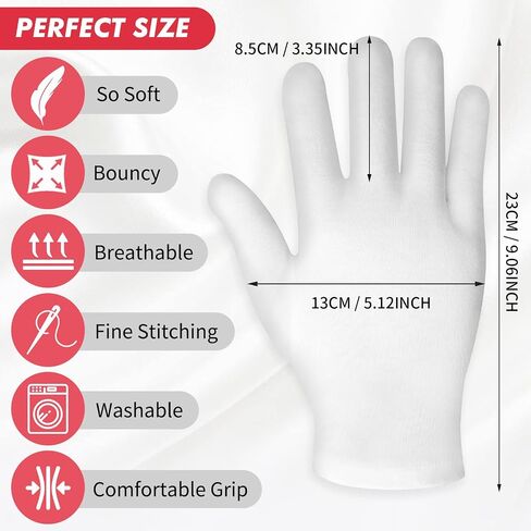 Molain 2 Pairs Moisturizing Gloves White Cotton Moisturizing Gloves for Overnight Bedtime Heal Eczema Sleeping Lotion Hand Spa Treatment Gloves Repair Rough Cracked Dry Chapped Hands Skin in Saudi Arabia