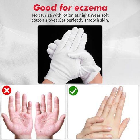 Molain 2 Pairs Moisturizing Gloves White Cotton Moisturizing Gloves for Overnight Bedtime Heal Eczema Sleeping Lotion Hand Spa Treatment Gloves Repair Rough Cracked Dry Chapped Hands Skin in Saudi Arabia