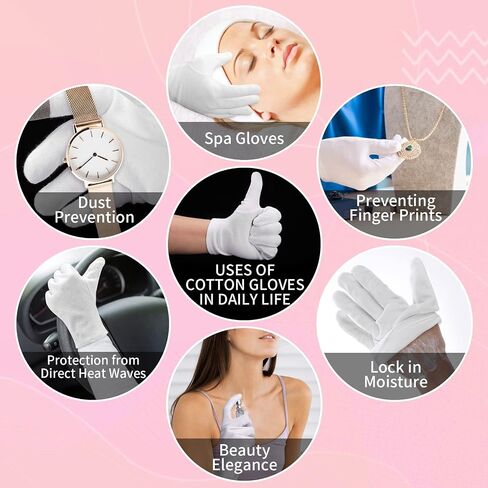 Molain 2 Pairs Moisturizing Gloves White Cotton Moisturizing Gloves for Overnight Bedtime Heal Eczema Sleeping Lotion Hand Spa Treatment Gloves Repair Rough Cracked Dry Chapped Hands Skin in Saudi Arabia