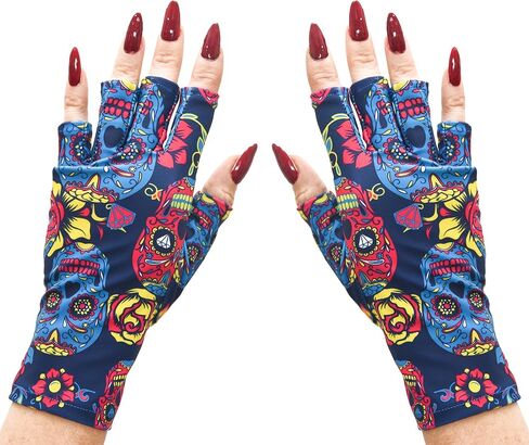 ManiGlovz - Anti UV Gloves for Gel Manicures Using Gel Lamp Dryers, Driving, Lounging and More, Fingerless Gloves That Shield Skin from the Sun and Nail Lamp, Outdoor Gloves, Hard Core Print in Saudi Arabia