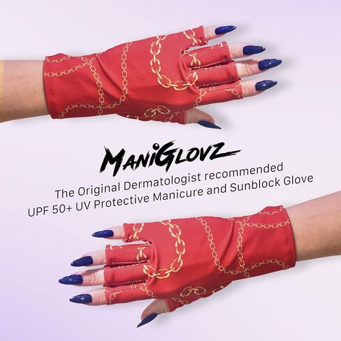 ManiGlovz - Anti UV Gloves for Gel Manicures Using Gel Lamp Dryers, Driving, Lounging and More, Fingerless Gloves That Shield Skin from the Sun and Nail Lamp, Outdoor Gloves, Hard Core Print in Saudi Arabia