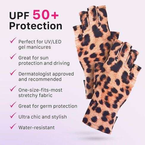 ManiGlovz - Anti UV Gloves for Gel Manicures Using Gel Lamp Dryers, Driving, Lounging and More, Fingerless Gloves That Shield Skin from the Sun and Nail Lamp, Outdoor Gloves, Hard Core Print in Saudi Arabia