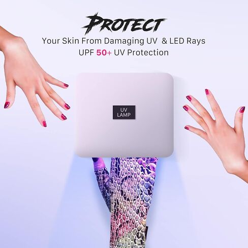 ManiGlovz - Anti UV Gloves for Gel Manicures Using Gel Lamp Dryers, Driving, Lounging and More, Fingerless Gloves That Shield Skin from the Sun and Nail Lamp, Outdoor Gloves, Hard Core Print in Saudi Arabia