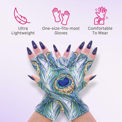 ManiGlovz - Anti UV Gloves for Gel Manicures Using Gel Lamp Dryers, Driving, Lounging and More, Fingerless Gloves That Shield Skin from the Sun and Nail Lamp, Outdoor Gloves, Hard Core Print in Saudi Arabia