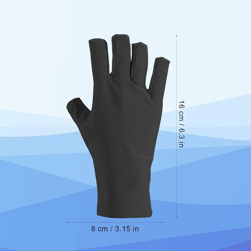 Anti UV Gloves for Gel Nail Lamp, Half Finger Gloves Fingers Protection Gloves Manicure Supplies for Gel Manicure UV Light Gloves Protection for Nail Salon Outdoor Activities (Black) in Saudi Arabia