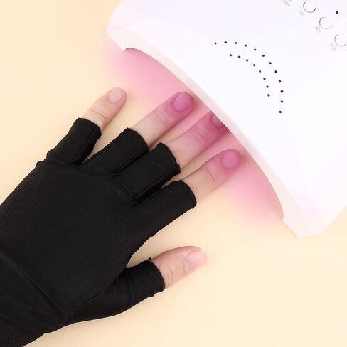Anti UV Gloves for Gel Nail Lamp, Half Finger Gloves Fingers Protection Gloves Manicure Supplies for Gel Manicure UV Light Gloves Protection for Nail Salon Outdoor Activities (Black) in Saudi Arabia