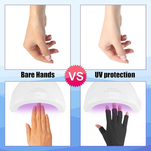 Anti UV Gloves for Gel Nail Lamp, Half Finger Gloves Fingers Protection Gloves Manicure Supplies for Gel Manicure UV Light Gloves Protection for Nail Salon Outdoor Activities (Black) in Saudi Arabia