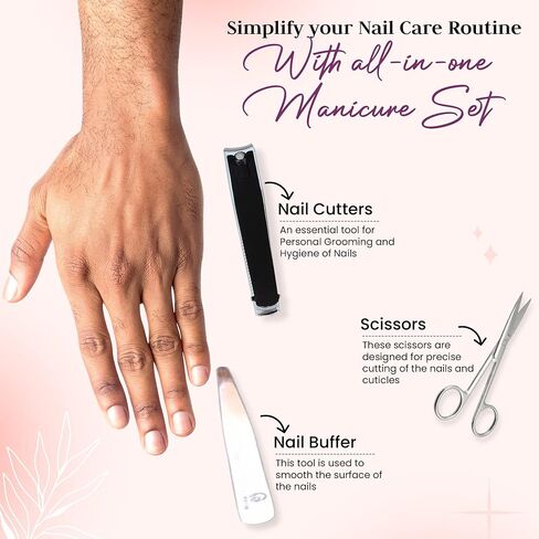 GW Manicure Set Long Life Nail Clippers Pedicure Kit J2 Stainless Steel Nail Care Kit Manicure Kit Professional Grooming Kit Sharp Nail Cutter Tools w/Elegant Travel Bag Bonus Black Head Skin Remover in Saudi Arabia