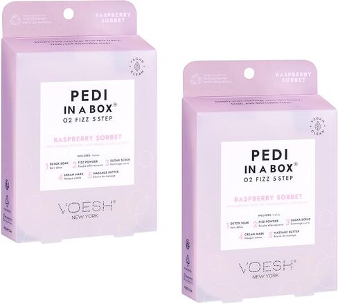 VOESH Pedi in a Box O2 Fizz، إزالة السموم من سبا باديكير، DIY Pedi، At-Home Pedi، Pedi in a Box، علاج سبا للقدمين، الجمال النباتي، التخلص من سموم القدم، إعداد البديكير in Saudi Arabia