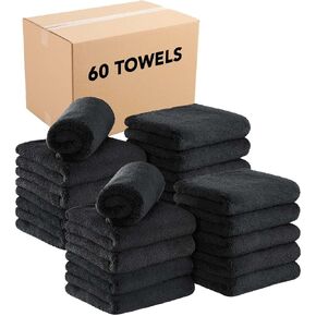 Arkwright Microfiber Coral Fleece Salon Towels - Pack of 10 - Bleach Safe Resistant, Absorbent Hair Drying Towel Set, Perfect for Resort, Hotel, and Spa, 16 x 27 in, Black in Saudi Arabia