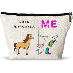 حقيبة مكياج 0ther 50 Years Old Me Unicorn - هدايا عيد الميلاد الخمسين المضحكة للنساء - التقاعد / تذكار/هدايا عيد الميلاد حقيبة مكياج للسفر لها، صديق، أمي، أخت، زوجة، زميل العمل in Kuwait