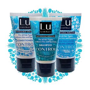 LATINUS BEAUTY CONTROL Travel Size Anti-Frizz Vegan Keratin Hair Collection: Natural Murumuru Butter Shampoo + Conditioner + Styling Cream for All Hair Types (1oz each), Reduces Frizz and Flyaways in Saudi Arabia
