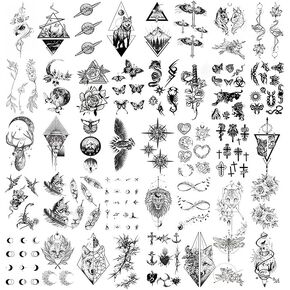 40 ورقة القمر نجوم الحيوانات الزهور وهمية الوشم مقاوم للماء الوشم المؤقت ملصق الوشم الصغير للرجال والنساء in Kuwait