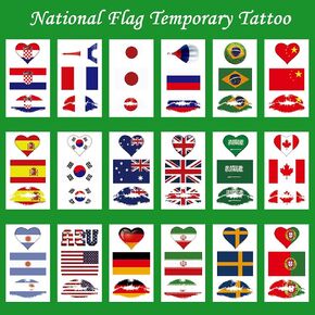 CARGEN National Flag Temporary Tattoos - 5 Sheets 3 Patterns Brazil Flag Tattoos for Brazilian Football Match World Cup Ball Game Great on Arm Face Shoulder for Kids Adults Party Festival