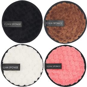 Yimingbuty Reusable Soft Makeup Remover Pads for All Skin - 4 pack Microfiber Face Rounds Wipes Heavy Mascara Eye Shadow Facial Cleansing Puffs Foundation, Washable Removal Cloth, Chemical Free in Saudi Arabia