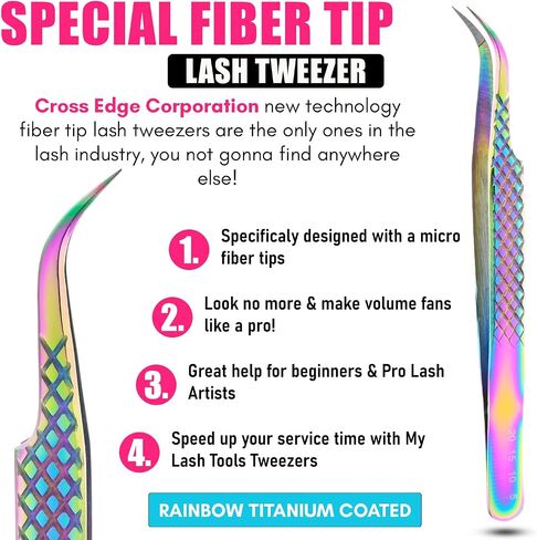 My Lash Tools Fiber Tip Eyelash Tweezers for Extensions Pro Volume, Isolation & Classic False Lashes Stainless Steel Straight and Curved Tips Set (2 Pieces, 1) (CEC-TWEEZERSSETSBLK) in Saudi Arabia
