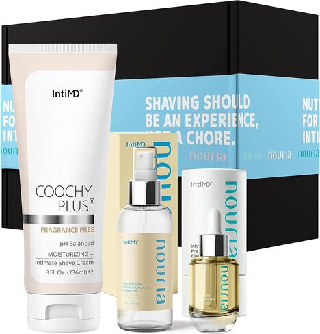 Coochy Plus HydroLock MOISTURIZING+ 3-Steps Kit Intimate Shave Gift Set: NOURIA Pre-Shave Elixir Oil + Coochy Plus Shave Cream Fragrance Free + NOURIA After Shave Protection Mist Fragrance Free in Saudi Arabia
