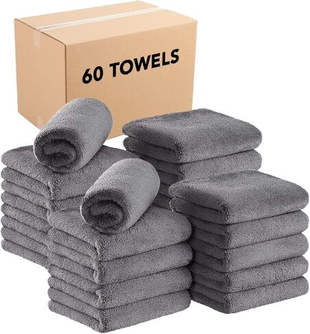 Arkwright Microfiber Coral Fleece Salon Towels - Pack of 10 - Bleach Safe Resistant, Absorbent Hair Drying Towel Set, Perfect for Resort, Hotel, and Spa, 16 x 27 in, Black in Kuwait