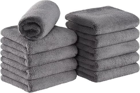 Arkwright Microfiber Coral Fleece Salon Towels - Pack of 10 - Bleach Safe Resistant, Absorbent Hair Drying Towel Set, Perfect for Resort, Hotel, and Spa, 16 x 27 in, Black in Kuwait