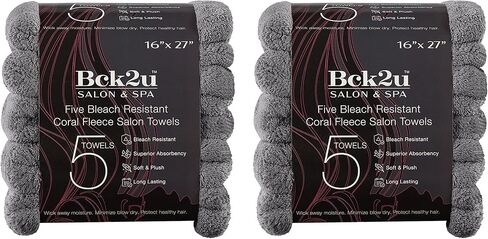 Arkwright Microfiber Coral Fleece Salon Towels - Pack of 10 - Bleach Safe Resistant, Absorbent Hair Drying Towel Set, Perfect for Resort, Hotel, and Spa, 16 x 27 in, Black in Kuwait