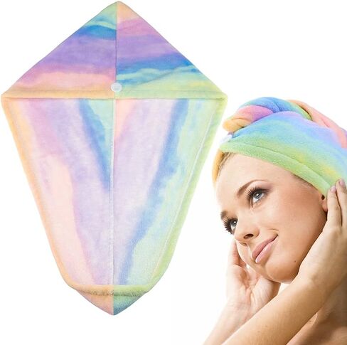 NAIHOD Hair Towel Wrap for Women Girls Hair Turbans for Wet Hair Dry Towel Cap Rainbow Tie Dye Microfiber Strong Water Absorbent Magic Quick Dry Hair Hat for Long Thick Curly Wavy Hair in Saudi Arabia