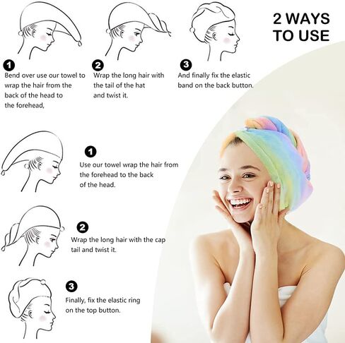 NAIHOD Hair Towel Wrap for Women Girls Hair Turbans for Wet Hair Dry Towel Cap Rainbow Tie Dye Microfiber Strong Water Absorbent Magic Quick Dry Hair Hat for Long Thick Curly Wavy Hair in Saudi Arabia