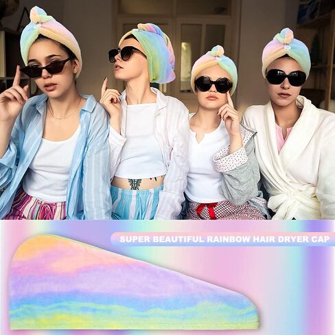 NAIHOD Hair Towel Wrap for Women Girls Hair Turbans for Wet Hair Dry Towel Cap Rainbow Tie Dye Microfiber Strong Water Absorbent Magic Quick Dry Hair Hat for Long Thick Curly Wavy Hair in Saudi Arabia
